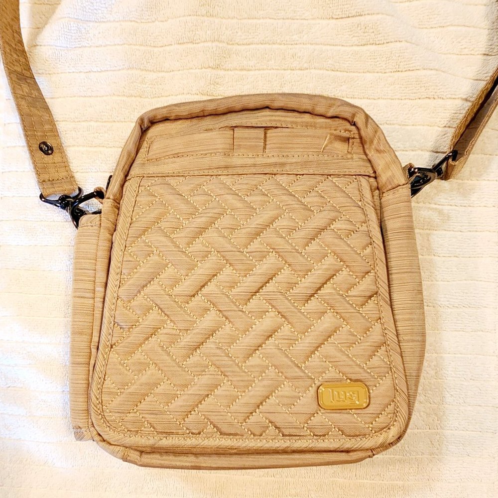 Lug RFID Convertible Crossbody Bag w/ bonus strap - Flapper/Brushed Gold
